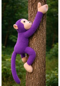 Resim Elleri Yapışan Oyun Ve Uyku Arkadaşı Peluş Maymun Oyuncak Sarılan Maymun Mor Mor 