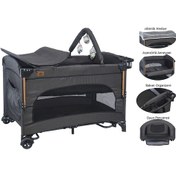 Resim Asansörlü Anne Yanı Park Yatak Oyun Parkı 70x110 Cm Katlanabilir Park Beşik 