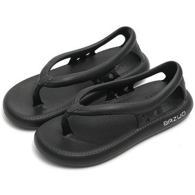 Resim Kadın Erkek Kaymaz Terlikler, Unisex Comfort Bazuo Terlikler, Kaymaz Bazuo Parmak Arası Terlikler Newway Siyah 