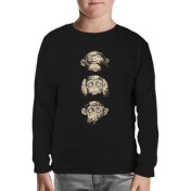 Resim Lord T-Shirt Three Monkeys Siyah Çocuk Sweatshirt 