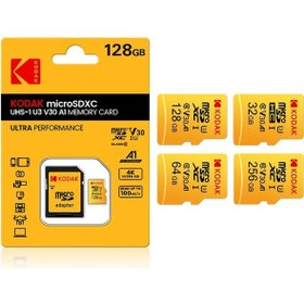 Resim Kodak 128 GB Micro SD Clas10 4K UV3 V30 A1 Ultra Perf Hafıza Kartı 