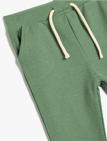 Resim Koton Basic Eşofman Altı Dokulu Beli Bağlamalı Pamuklu Yeşil 5wmb40006tk Yeşil 