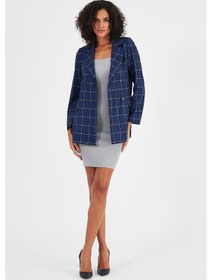 Resim Alexandergardı Ekoseli Astarsız Cepli Kruvaze Blazer Ceket B24-00202 001 