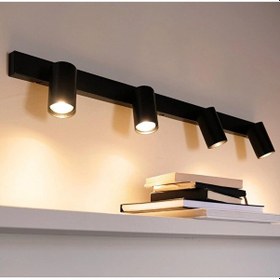 Resim Dörtlü 4 Lü Siyah Led Spot Tavan Spot Gu10 Duy Hareketli Başlık M 