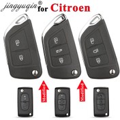 Resim Jingyuqin Modifiye Flip Uzaktan Kumanda Araba Anahtarı Kılıfı Citroen C2 C4 C3 C5 C6 DS4 DS3 DS5 C-Elysee Berlingo Dispatch Picasso HU83/VA2 Logo'suz 