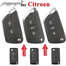 Resim Jingyuqin Modifiye Flip Uzaktan Kumanda Araba Anahtarı Kılıfı Citroen C2 C4 C3 C5 C6 DS4 DS3 DS5 C-Elysee Berlingo Dispatch Picasso HU83/VA2 Logo'suz 