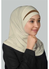 Resim Altobeh Pratik Eşarp Hazır Türban Özel Hilal Detaylı Hijab Krem - Koyu Vizon 