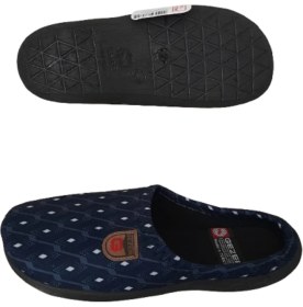 Resim Gezer Erkek Lacivert-Beyaz Nokta Desenli Ortopedik Taban Ev İçi Günlük Terlik 