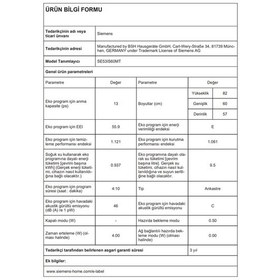 Resim Siemens SE53IS60MT 6 Programlı 13 Kişilik Yarı Ankastre Bulaşık Makinesi 