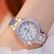 Resim Hanyang 1258-GÜMÜŞ Moda Kadın Bilezik Saatler Paslanmaz Çelik Taklidi Kristal Bayanlar Kuvars Izle Kadın Elbise Saat Dropshiping Montre Femme (Yurt Dışından) 