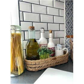 Resim Mediterian Şık Hasır Yağdanlık Sepeti, doğal ve kullanışlı ev aksesuarı, haki renk, 0-249 ml 