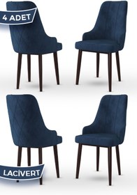 Resim Canisa Trex Serisi 1.sınıf Babyface Kumaş Siyah Metal Ayak 4 Adet Lacivert Sandalye 