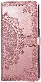 Resim Nokia 7 Plus için Kılıf Kapak, Nokia 7 Plus için Spiral Çiçek Deri Cüzdan Kapaklı Kılıf, Destek Stantlı Kart Yuvalı Manyetik Koruyucu Kılıf Tampon Kılıfı (Gül Altın) 