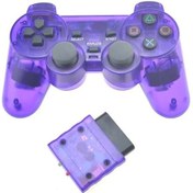 Resim Şeffaf Mor-kablosuz Denetleyici Gamepad Şeffaf Renk 2.4g Titreşim Joystick Controle Gamepad Sony Ps2 Joypad Oyun Aksesuarları 