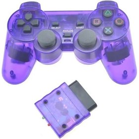 Resim Şeffaf Mor-kablosuz Denetleyici Gamepad Şeffaf Renk 2.4g Titreşim Joystick Controle Gamepad Sony Ps2 Joypad Oyun Aksesuarları 