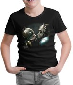 Resim Dogs İn Fight Siyah Çocuk Tshirt 001 