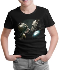 Resim Dogs İn Fight Siyah Çocuk Tshirt 001 