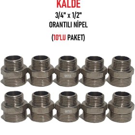 Resim 10'lu Paket 3/4" X 1/2" Sarı/krom Orantılı Nipel 