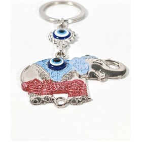 Resim Fil Figürlü Nazar Boncuklu Metal Anahtarlık Bereket, Güç Ve Koruyucu Enerji Çok Renkli 