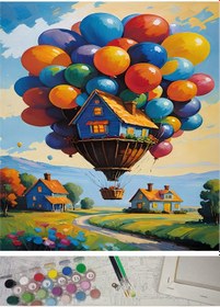 Resim Moranka Tuval&boya Sayılarla Boyama Hobi Tuval Seti Numaralıtuval Fırça Boya Dahil Çıtalı 40x50 Cm -masal Evi 1 Adet 