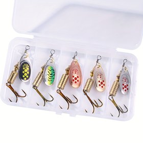 Resim 5 adet Hengjia 2,64 inç (6,7 cm) ve 2,4 inç (6,1 cm) Devirme Hile Kutusu Seti - Canlı Gözyaşı ve Altın Dalga Tasarımları, 7,3 gram ve 5,9 gram, Bahar ve Yaz Balıkçılığı için İdeal, Erkekler için İdeal Babalar Günü, Noel, Yeni Yıl Hediyesi, Balıkçılık Gereçleri | Canlı Hile Seti | Dayanıklı Balıkçılık saç tokası, Balıkçılık Malzemeleri 