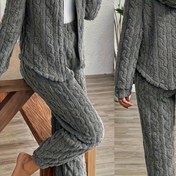 Resim Kadın Sıcak Tüylü Polar Astarlı Kışlık Pantolon Takımı - Günlük Uzun Kollu Fermuarlı Ceket & Pantolon Seti, Düz Renk, Sonbahar/Kış için Sıcak ve Şık, Rahat Giyim | Fermuarlı Ceket | Fermuarlı Ceket 