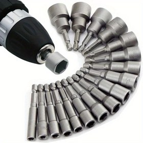 Resim 9/14 adet Güç Somun Sürücü Bitleri, 1/4 Hexagonal Shank, CRV Tornavida, Somun Sürücü Soket Bitleri, Güç Araçları, 5-13 Mm 