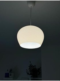 Resim muggle design Modern Pleated Tavan Avizesi – Beyaz Dokulu Dome Tasarım Beyaz Tek Ebat 