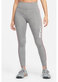 Resim Nike One Dri Fit Training Printed Grey Leggings Toparlayıcı 2 İç Cepli Gri Tayt 