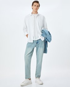 Resim Düğmeli Cepli Tapered Fit Kot Pantolon - Joe Jean 