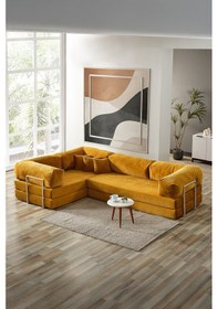 Resim Legom Lucas Aktivite Koltuğu Yatak Olabilen Çok Amaçlı Kanepe L Koltuk Hardal Hardal 