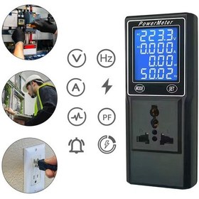 Resim Ayt Powermaster Pm-26400 Volt Amper Watt Hz Güç Ölçer Dijital Ekranlı Powermeter Universal Priz Tip 