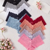 Resim 10'lu Paket Kadın Dantel Tanga İç Çamaşırı - Seksi Şeffaf V-String Külotlar Fırfırlı Kenarlı, Çok Renkli Seçki (Gri, Lacivert, Bordo, Pembe, Lavanta) - Günlük Kullanım İçin Rahat Dantel Boxer Külotlar 