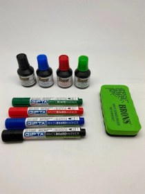 Resim Doldurulabilir 4 Renk Tahta Kalemi + 30cc Mürekkep + Mıknatıslı Silgi Set2 Karışık 