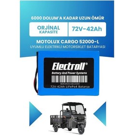 Resim Motolux Cargo 52000-l Uyumlu Batarya Standart Kapasite Lifepo4 72v 42ah Elektrikli Motorsiklet Bataryası 