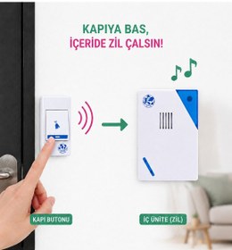Resim Kırgıl Wireless Kablosuz Kapı Zili 32 Melodili Pilli Kapı Zili 