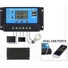 Resim Solar Panel Akü Şarj Cihazı 20A 12/24V 