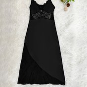 Resim Sonbahar Seksi Rahat Dantel Asimetrik Yama Gece Gecesi 