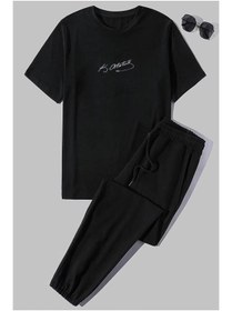 Resim classy moda Unisex Oversize Eşofman Takımı Kısa Kollu T-shirt Rahat Kalıp Günlük Spor Yazlık 