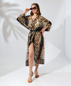 Resim Assema Kadın Rahat Kesim Şifon Kimono - Leopar Çok Renkli 