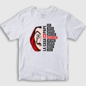 Resim Presmono Unisex Çocuk Beyaz Names V2 La Casa De Papel T-Shirt 