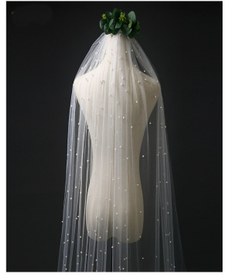 Resim BBA TULLE STORE 2mt Gelin Duvağı,gelinlik Aksesuarı Nikah ,incili Gelin Duvak 2metre Tokalı Uzun Inci Duvak 