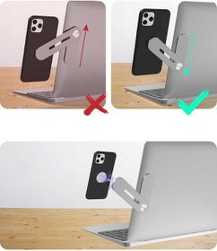 Resim Laptop & Monitör Arkası Telefon Tutucu: Manyetik Bağlantı, Alüminyum Yapı, Dönebilir Telefon Standı 