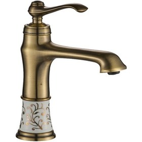 Resim Victoria Porselen Desenli Antik Lavabo Bataryası 