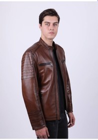 Resim New Zaya Leather Erkek Açık Kahverengi Hakiki Deri Ceket (466900121) Karamel 