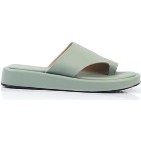 Resim Shoetek Marivya Kadın Terlik Parmak Arası Mint Yeşili Deri Yeşil 