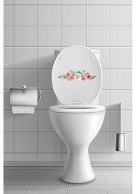 Resim Renkli Çiçekler Güller Klozet Kapağı ve Banyo Sticker Seti 