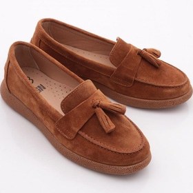 Resim Dgn Ml5604-1 Kadin Loafer Ayakkabi Taba Süet 