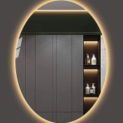 Resim Toprak Dekor Banyo aynası ledli ayna 80*60 elips ledli ayna 