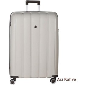 Resim Mçs Bavul Büyük Ve Kabin 2li Set Kırılmaz Silikon Valiz V305 Kemik/acıkahve Kemik 